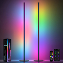RGBIC Corner Floor Lamp 2 Pack, 55" Minimalist Standing Lamp with Remote Control, Music Sync 16 Million Colors, Warm White Ambient Lighting, Color Changing LED Corner Lamp for Living Room Bedroom Gaming