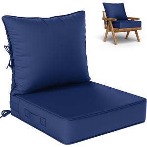 Outdoor Seat Cushion Set 24 L  24 W  5 H Inch Waterproof & Fade Resistant Patio Furniture Cushions with Removable Cover with Handle and Straps for Sofa Chairs, Chairs