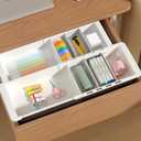 YOOUSOO Expandable Drawer Organizer, 2 PCS Adjustable Drawer Organizer Trays, Drawer Dividers Organizers and Storage For Office Supplies, Pens, Makeup, Utensils, Tools, Flatware and Junks, White