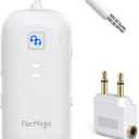 2025 Upgraded Airplane Bluetooth 5.4 Transmitter with aptX Adaptive, ElecMoga Airplane Travel Essentials Supports 2 AirPods or Headphones, 2-in-1 AUX Wireless Transmitter Receiver for TV, Car, White