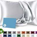 Bare Home 100% Mulberry Silk Pillowcase for Hair and Skin - Ultra Premium 6A Grade 19 Momme Silk Pillow Case - Hidden Zipper - Breathable Cooling Pillow Cover (Queen, Silver)