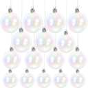 DECHOUS 24Pcs Plastic Iridescent Christmas Ornaments 3 Sizes Clear Iridescent Christmas Baubles Hanging Rainbow Ornaments Balls for Holiday Party Decorations, 3/5/6cm