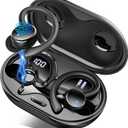 Wireless Earbuds, Bluetooth 5.4 Headphones Sport, 50H Deep Bass Sound Over Ear Buds with 4 ENC Noise Cancelling Mic, Dual LED Display, IP7 Waterproof Earphones with Earhook for Workout/Running/Gym (Pure Black)