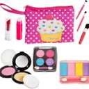 Beverly Hills Pretend Makeup Toy Set, My First Princess Cosmetic Beauty Set for Little Girls, Kids Pretend Play, Dress Up with Stylish Polka Dotted Make Up Bag