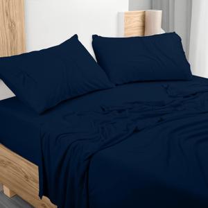 Utopia Bedding Queen Sheet Set - Jersey Knit Sheets 4 Piece  Cotton  Soft T-Shirt Stretchy Sheets (Queen, Navy)