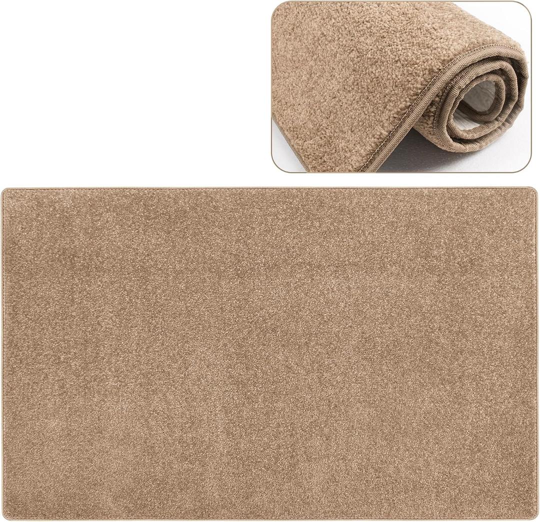 PURE ERA Carpet Stair Tread Landing Mat Tape Free Self Adhesive Non Slip Skid Resistant Indoor Doormat Area Rug Floor Mat for Kitchen Bathroom Workstations Washable 2' X 3' (Camel Brown)