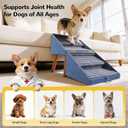 Dog ramp for Small Dogs, 2-in-1 Pet Steps & Ottoman - Foldable Dog ramp for Couch, Non-Slip Wooden Pet ramp for Puppy Senior Injured Dogs (Blue, XL(17.13H))