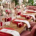 PULOTE 100PCS Red Plastic Plates Disposable Heavy Duty - Include 50 Dinner / 50 Dessert Plates for Party & Christmas