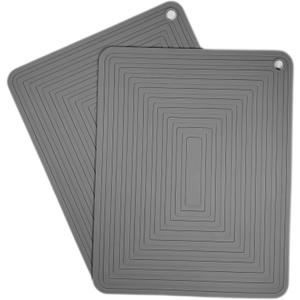 Silicone Trivets Mats Set, Trivets for Hot Dishes, Hot Pots and Pans, 9 x 12 Inches Dark Grey Silicone Hot Pads for Kitchen, Multi-Purpose Heat Resistant Mat Pot Holders 2 Pack