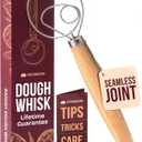 Superbaking Danish Dough Whisk - 12" Bread Whisk for Dough Mixing - Single Eye Design Sourdough Whisk - Sourdough Bread Baking Supplies - Bread Making Tools and Accessories - Ergonomic Wooden Handle (Beechwood)