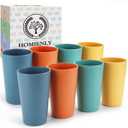 Homienly Wheat Straw Cups Plastic Cups Unbreakable Drinking Cup Reusable Dishwasher Safe Water Glasses Plastic Stackable Water Tumblers in Multi color(20 OZ 8 PCS)