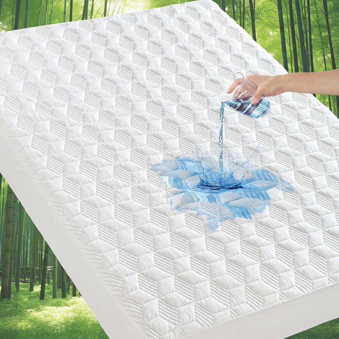 GRT Waterproof Mattress Protector California King, Rayon Bamboo Mattress Protector Cooling Breathable, 3D Air Fabric Mattress Cover with 6-26 inches Deep Pocket, Mattress Pad Machine Washable