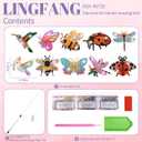 LINGFANG 10 Pcs Diamond Art Swaying in The Wind, Diamond Art Kits for Adults, High Flexibility Iron Garden Stakes Decor, Diamond Art Painting Crafts for Beginners, Woman Gift (Insects)