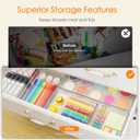 Criusia Drawer Organizer, 10 Pack Large Clear Plastic Set, 3 Size Versatile Bathroom and Vanity Organizer Trays, Storage Bins for Makeup, Bedroom, Kitchen Utensils