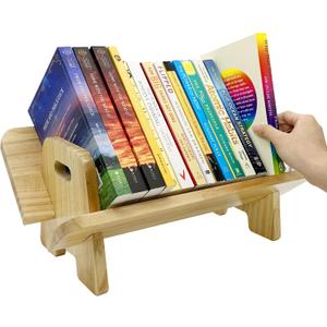 Couch-Style Desktop Bookshelf Organizer - Natural Wood Desk Top Bookshelf for Books, CDs, Magazines, Space-Saving for Home Office/Dorm (1, Oblong)