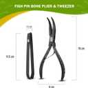 Fish Bone Pliers/Tweezers  Ergonomic Non-Slip Grip, Food-Grade Stainless Steel Deboner | Pin Bone Remover for Salmon, Trout & All Fish