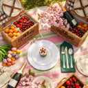FLOWERCAT 60PCS White Plastic Plates - Heavy Duty White Disposable Plates for Mother's Day/Birthday Party/Wedding -serve for 30 guests Include 30PCS 10.25" & 30PCS 7.5" Plates for Party