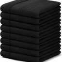 Homaxy 100% Cotton Dish Cloths, 8 Pack - 12 x 12 Inches, Waffle Weave Super Soft and Absorbent Dish Towels Quick Drying Dishcloths, Black