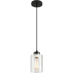 Modern Black Farmhouse Pendant Light with Glass Shade,Industrial Pendant Lighting, Adjustable Hanging Light Fixtures, Farmhouse Pendant Lighting