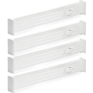 mDesign Expandable Dresser Drawer Divider with Foam Ends, Drawer Divider Locks in Place, Separators for Clothing and Accessories in Closet or Dresser Drawer, Ligne Collection, 4 Pack, White