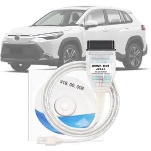 Mini Vci J2534 Cable for Toyota Techstream-Latest Version V18.00.008,OBD2 to USB Diagnostic and Reprogramming Cable Fits Toyota Lexus Scion Vehicles,Work with Windows XP Win7 Win10(32/64bit)