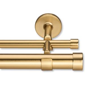 Cambria Designer Series - Premium 3.5 foot Custom Double Curtain Rod - 1-1/8 inch Large Diameter - Non-Adjustable for a Seamless Look - Premium Designer Brackets and End Caps - Brushed Gold Finish (3 1/2 feet)