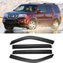 Window Visors for 2009-2015 Honda Pilot, Rain Guards Shields Vent Deflector Shade Dark Smoke 2010 2011 2012 2013 2014, Tape-On, 4PCS