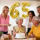 65th Birthday Decorations for Women with 65th Birthday Sash and Crown, Number Balloons, Birthday Card, Cake Topper and Candles, 65 Year Old Female Gifts for Her, Gold