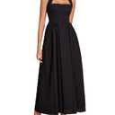 JKMNAO Halter Wedding Guest Midi Dress Corset Flowy A Line Tea Party Sundress 2026 Milkmaid Dresses with Pockets Black, medium