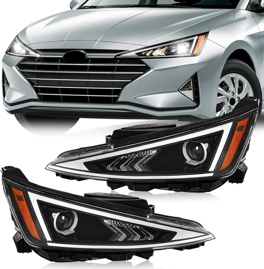 TODO Headlights Assembly Compatible with 2019 2020 Elantra Driver and Passenger Side92101-F3500 92102-F3500