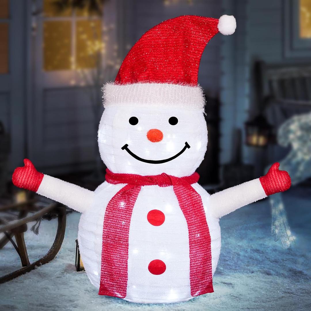 Christmas Standing Lighted Snowman Decoration, Battery Operated Light-Up Christmas Decorations for porches, lawns, Yards, Indoor and Outdoor (2.75ft)