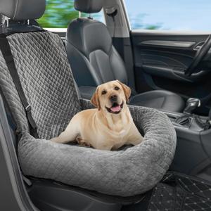 Dog Car Seat for Small Medium Dogs,Detachable Washable Travel Safety Pet Booster Seat, Comfy Ultra Soft and Multifunctional Car Travel Bed,Grey (Gray)