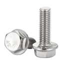 3/8-16 x 1 Flanged Hex Head Bolts Flange Hexagon Screws, Stainless Steel 304, Fully Threaded, 10 PCS (Silver)