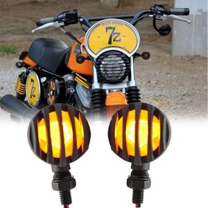 DREAMIZER Universal Motorcycle Turn Signals Light Bullet Black Driving Indicator Lights Brake Lamp for Motor Bikes and ATV - Amber Light