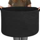 MEGASKET 115L Super Large Black Blanket Basket, 23.6"x15.7" Woven Rope Bin for Storage, Oversized Kids Dog Toy Storage Box Bins, XXXL Blanket Holder for Living Room, Jumbo Wicker Basket for Organizing