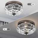 Darkaway Ceiling Light Fixtures Flush Mount Indoor Outdoor Ceiling Light with Water Ripple Glass Shade for Hallway Kitchen Bedroom Porch Living Room Bronze Finish