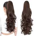 Ponytail extension,22" claw clip hair extensions ponytail Long curly hair Extension Natural Looking Synthetic Hairpiece for Women Medium Brown