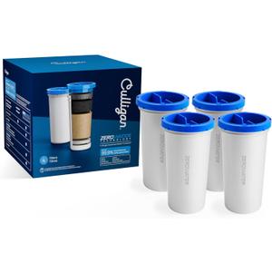 Culligan with ZeroWater Technology Replacement Filter 4-Pack, 5-Stage Advanced Water Filter IAPMO Certified to Reduce Lead, Total PFAS (Forever Chemicals), Mercury, Fluoride, and Chlorine