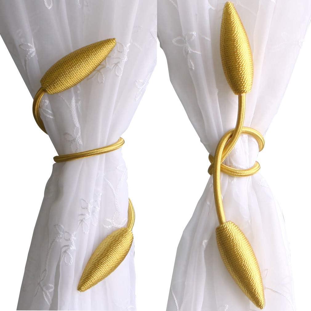 Valea Home 2-Pack Creative Curtain Tiebacks Random Modelling Curtain Holdbacks Eelicate Simple Type, Gold (Set of 2)