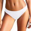 Tempt Me Women Cheeky Bikini Swimsuit Bottom - High Cut Bathing Suit Bottoms Low Rise Brazilian Swim Bottom 2025 Swimwear (X-Small, White)