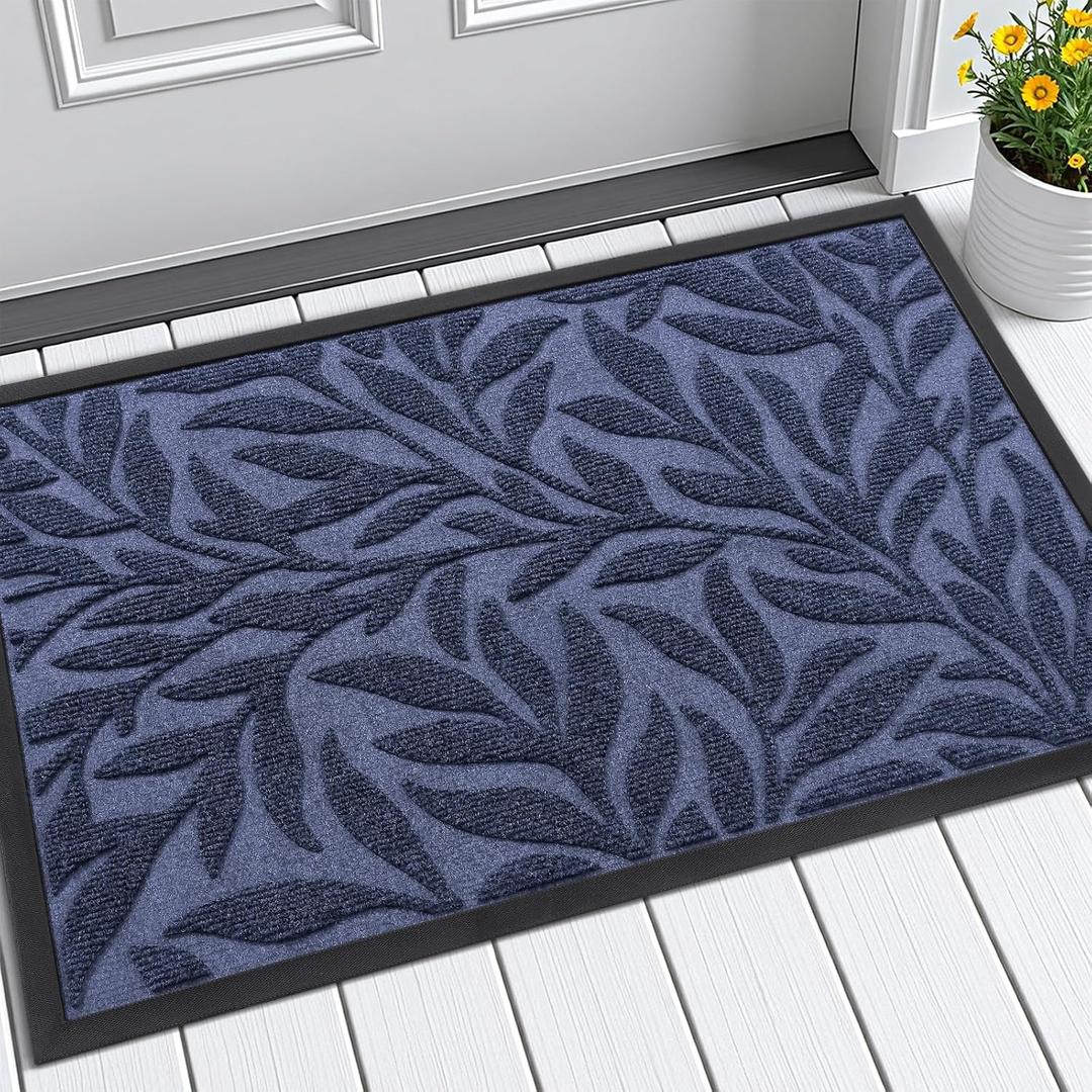 Smiry Leaf Front Door Mat for Outdoor Indoor 35x23, All-Season Doormat