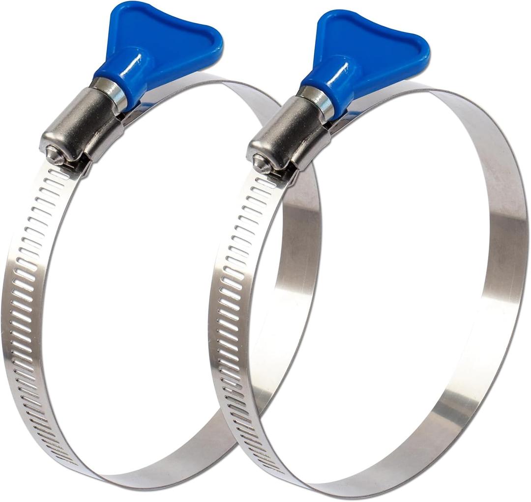 ISPINNER 2pcs 4 Inch Key-Type 304 Stainless Steel Worm Gear Hose Clamps, Adjustable Size Range 91-114mm Clamps for Dryer Vent, Dust Collector and Automotive