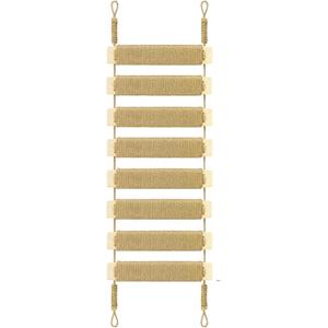Adjustable Cat Ladder & Bridge - Multi-Functional Wall Furniture Climbing Frame | Sisal-Rope Wrapped Rungs for Secure Climbing | Indoor Cats, Small Pets | Cage Accessories (Wood)
