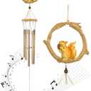 Fariita Resin Squirrel Wind Chimes for Outside 32 Inch Hanging Decor for Backyard Patio Outdoor Decor Bronze