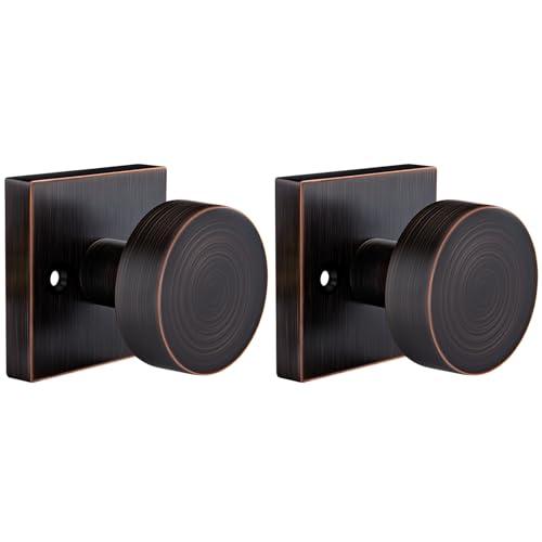 Goldenwarm Oil Rubbed Bronze Dummy Door Knob for Interior Doors, Zinc Alloy Bronze Door Knob for Closet & Double Door, Non-Turning Decorative Knobs, Easy Installation - 1 Pack(2 Pieces)