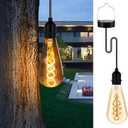 Hanging Solar Lights Glass Edison Bulbs Solar Powered Lantern Outdoor Waterproof LED Garden Decorative Light for Patio Yard Tree (1-Pack)