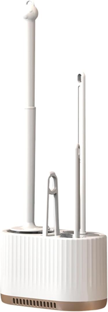 Basaza Toilet Brush and Holder Set Toilet Bowl Cleaning Brush and Holder for Bathroom 4 in 1 White Toilet Bowl Cleaner Brushes & Holders Bathroom Accessories Floor Standing or Wall Mounted