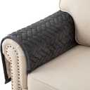 Eismodra Armrest Couch /Sofa /Backrest Covers,Anti-Slip Armchair Slipcovers for Dogs Cats Pet Loveseat Recliner Leather L Shaped,Dark Gray 28 x 28 Inches (Only 1 Piece)