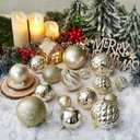 Christmas Balls Ornaments -36pcs Shatterproof Christmas Tree Decorations with Hanging Loop for Xmas Tree Wedding Holiday Party Home Decor,6 Styles in 3 Sizes(Champagne Gold)