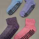 Doctor's Select Diabetic Ankle Socks with Grippers for Men and Women - 4 Pair 1/4 Length Neuropathy Socks for Women (Medium)